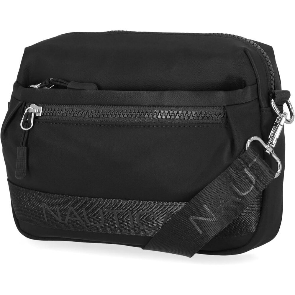 Women's Black Tonal Bean crossbody/Belt Bag adjustable shoulder strap